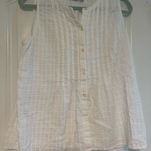White Sleeveless Button-Up Top